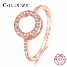 COLUSIWEI Новый Настоящее 925 стерлингового серебра круглой формы в форме сердца кольцо Сияющий Модный CZ розовое Цвет ювелирные изделия для помолвки, свадьбы, для женщин, подарок 2024 - купить недорого