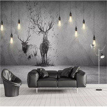 Custom 3d wallpaper mural stereo chandelier elk background wall sofa living room TV family art silk waterproof wallpaper 2024 - buy cheap