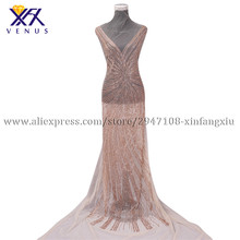 XFX VENUS Hot refinement wedding handmade Long Patches dress V collar crystal beaded wedding crystal bodice applique Dress 1 set 2024 - buy cheap