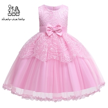 Платье без рукавов с блестками для девочек платье принцессы из сетчатой ткани с бантом на свадьбу для маленьких девочек милое элегантное платье для девочек Vestidos 2024 - купить недорого