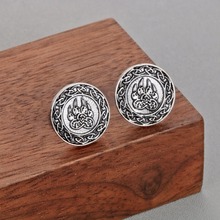 QIMING Animal Wolf Paw Stud Earrings For Women Men Round Tibetan Jewelry Nordic Style Talismans Symbol Gold Viking Earring Gift 2024 - buy cheap