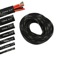 Fundas trenzadas de alta densidad para cables, mangas extensibles de PET trenzada de color plateado y negro, de 33ft-10m, 4, 6, 8, 10, 12, 14, 16mm, DIY 2024 - compra barato
