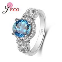 Novo claro azul zircônia cúbica 100% 925 anéis de prata esterlina marca qualidade superior anel de casamento feminino moda jóias 2024 - compre barato