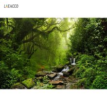 Laeacco-Árbol de la selva del bosque, verde, Arroyo, piedra, vista Natural, telón de fondo para fotografía en estudio fotográfico 2024 - compra barato