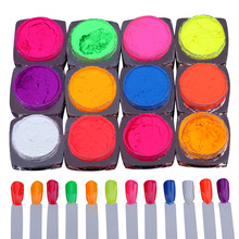 New 12PC Nail Art Powder Neon Pigment Nail Powder Dust Nail Glitter Gradient Glitter Iridescent Acrylic Powder 0524#30 2024 - buy cheap