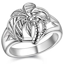 Кокосовое дерево, милое блестящее серебряное кольцо, модные подарки для женщин и мужчин, серебряные ювелирные изделия для женщин 2024 - купить недорого
