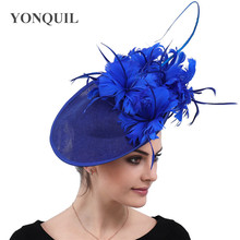 Sinamay-sombreros de plumas de imitación para mujer, tocado elegante para Boda nupcial, Derby, Kendeucky 2024 - compra barato