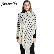 Staiwalks для женщин шаль одноцветное отверстие мода классический вид универсальные Осень Зима Новое поступление довольно теплый шарф 2024 - купить недорого