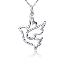 High Polish Metal Alloy Hollow Dove Birds Charm Necklace 2024 - buy cheap