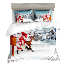 Jogo de cama 3d natal edredon capa de edredom lençol de cama 2024 - compre barato