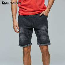 GLO-STORY Men's 2019 Summer Knee Length Jeans Short Men Casual Streetwear Elastic Wast Pleated  Soft Denim Short Trousers 8141 2024 - buy cheap