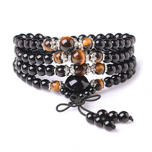 Natural Onyx Bracelet Black Buddha Onyx Stone 108 Bracelet Women Handmade Accessories,Tiger Eye multi-turn Bracelet  For Women 2024 - buy cheap