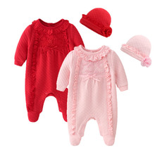 Одежда для новорожденных девочек от 0 до 3 месяцев, Осенний хлопковый комбинезон для младенцев, комбинезон с шапкой, теплый костюм, детская одежда, ropa de bebe 2024 - купить недорого