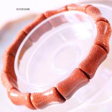 Free Shipping Gift For Women Jewelry Handmade Bangle Cord Stretch Natural Stone Beads Gold Goldstone Bracelet 7" 1Pcs H250 2024 - buy cheap