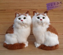 Un par de encantadores juguetes de simulación de gato sentado polytene y piel amarillo y blanco gato modelo regalo alrededor de 18x15x26cm 2033 2024 - compra barato