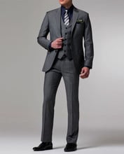 Trajes de novio de color gris oscuro hechos a medida, trajes de boda para hombre, 3 piezas (chaqueta, pantalones, chaleco + corbata), novedad de 2018 2024 - compra barato