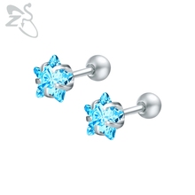 Женские серьги-гвоздики в форме звезды из нержавеющей стали, с фианитом и пятиугольным кристаллом, 3-8 мм 2024 - купить недорого