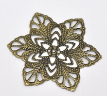 8SEASONS Antique Bronze Filigree Flower Wraps Connectors 57mm,sold per packet of 30 Hot new 2024 - buy cheap