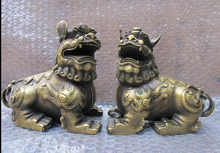 Bi002150 casário de palácio em bronze de cobre vintage chinês talisman mau fu foo cachorro guarda leão par 2024 - compre barato