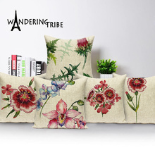 Farmhouse Decor Throw Pillow Covers Shabby Chic Linen Kissen Flower Cushion Case Sofa Car Home Decor 45*45Cm Custom Pillowcase 2024 - buy cheap