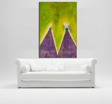 Handpainting Wall Artwork Modern Abstract Bright Green Mountain Brown Grass Handmade Classic Adornment Oil Paintings on Canvas 2024 - buy cheap