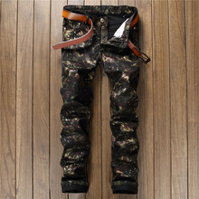 Мужские обтягивающие джинсы Hi-Street, черные джинсовые брюки в стиле хип-хоп с 3D-принтом, брюки для ночного клуба, мужские брюки от известного дизайнера 2024 - купить недорого