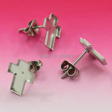 Blank Earrings Settings Cross bezel tray Cameo Expoy Bases Stainless Steel stud Earrings post w/ Stopper Ear Nuts DIY Findings 2024 - buy cheap