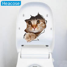 Забавные 3D кошачий Туалет стикер Плакат отверстие наклейки животных для детей ванная комната Собака muurstickers искусство домашнего декора обои 2024 - купить недорого