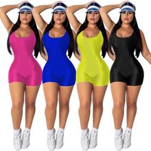 BKLD Women Rompers 2019 Summer Women Sleeveless Solid Bodycon Playsuit One-piece Clubwear Jumpsuit Shorts Romper Women Clothing 2024 - buy cheap