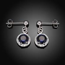 Wholesale High Quality Jewelry 925 jewelry silver plated Inlaid Blue Stone Earrings for Women best gift SMTE449 2024 - buy cheap