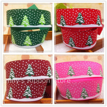 New 1''25mm width christmas tree printed grosgrain ribbon diy Bow Gift Wrap cartoon ribbon holiday tape 10 yards free shipping 2024 - buy cheap