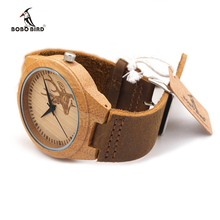 BOBO BIRD-reloj analógico de madera para hombre, accesorio de pulsera de cuarzo resistente al agua con calendario, complemento masculino de marca de lujo con diseño de alce y piel de vaca auténtica, perfecto para regalo, C-F29 2024 - compra barato