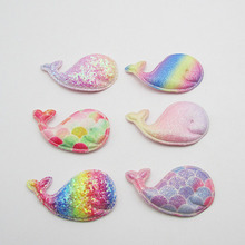 24pcs/lot 5.5*3cm Multi color Glitter Whale Padded Appliques for DIY Accessories Craft Handmade Decoration 2024 - buy cheap