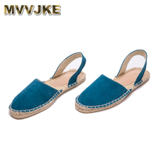 MVVJKE Brand Women Flat Sandals Summer Shoes Woman Straw Fishman Sandals Ladies Flats Casual Shoes Round Toe Pink Navy Plus 2024 - buy cheap