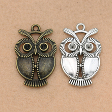 5PCS Tibetan Silver Plated Owl Charms Pendants Jewelry Making Bracelet Accessories Diy Craft Findings 34x22mm 2024 - buy cheap