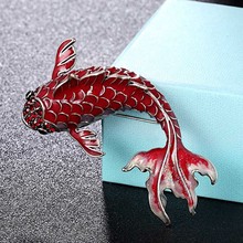 Zlxgirl High Quality Enamel green jet red goldfish pin brooches jewelry for men's bridal gifts fashion women's scarf pins broch 2024 - buy cheap