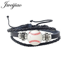 Jweijiao moda basquete beisebol couro do plutônio pulseira/pulseira de vidro gemas bola padrão charme pulseiras corrente casual jóias sp654 2024 - compre barato