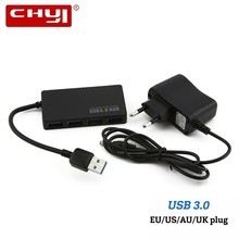 CHYI USB 3.0 Hub Multi In One 4 Ports USB3.0 Hab Splitter With External Power Adapter Combo PC Accessories For Computer Macbook 2024 - buy cheap