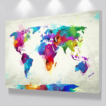 Watercolor World Map Modular Painting Posters and Prints on Canvas Scandinavian Cuadros Wall Art Picture For Living Room 2024 - buy cheap