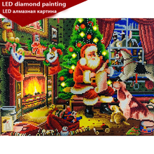 Luz led redonda completa 5d diy pintura diamante "santa fé" 3d bordado ponto cruz decoração de mosaico presente 40x50cm 2024 - compre barato