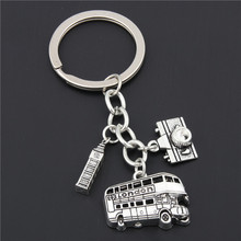 1pc London Keychain Big Ben Key Ring London Bus Charms With Camera England Gift For Traveler E1635 2024 - buy cheap
