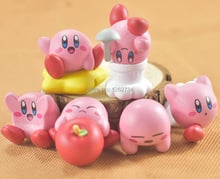 Милый 6 шт./партия, новинка, Kirby, 3-4 см, ПВХ, фигурка, брелки, розничная продажа 2024 - купить недорого