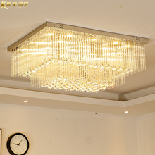 Lámpara de cristal para sala de estar, lámpara de techo LED sencilla rectangular, moderna, iluminación europea para dormitorio, restaurante 2024 - compra barato
