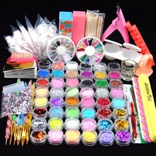 48 Glitter Powder Manicure Nail Kit Rhinestones 3D Design Acrylic Powder Gel Polish Nail Tips Gems Decoration DIY Nail Tools Kit 2024 - buy cheap