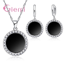 Classic Simple Style Elegant Ladies Jewelry Sets 925 Sterling Silver Bijoux Charm Pendant Necklace & Same Hoop Earrings 2024 - buy cheap