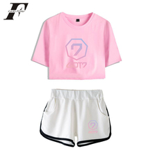 Conjunto de duas peças com estampa de shorts e camisetas, 2018, feminino, masculino, hip hop, harajuku, agasalho de verão 2024 - compre barato
