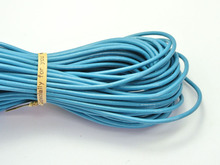 Cordón de joyería de cuero Real, 32,8 pies, azul, redondo, 2mm 2023 - compra barato