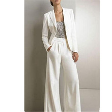 Женские деловые офисные костюмы из 2 предметов, белые модные женские костюмы на заказ для выпускного вечера, пиджак и брюки, женский костюм 2024 - купить недорого