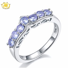 Hutang Natural Tanzanite Promise Ring 925 Sterling Silver Gemstone Ring Fine Jewelry Elegant Design for Women's Bridal Best Gift 2024 - купить недорого