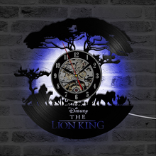 O desenho animado rei leão 3d relógio de gravação criativo oco de vinil led relógio de parede estilo antigo decoração de quarto de criança 2024 - compre barato